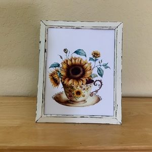Farmhouse Sunflowers & teacup picture 8x10 w/frame